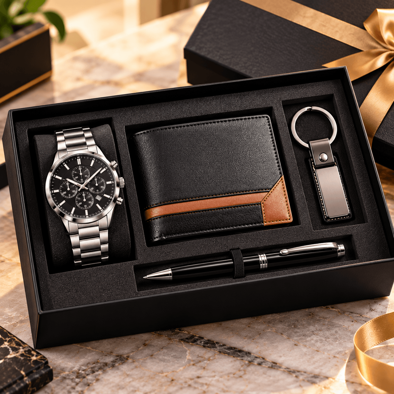 Men's Premium Gift Set – Watch, Wallet, Keychain & Pen