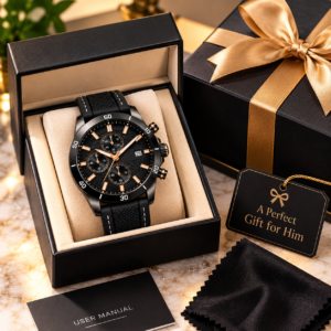 Men’s Black & Rose Gold Gift Watch
