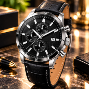 Men’s Classic Black Chronograph Watch