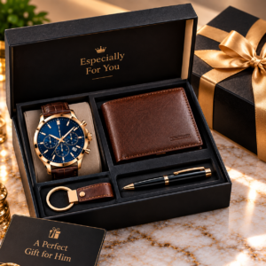 Men’s Classic Gift Set – Watch, Wallet, Keychain & Pen