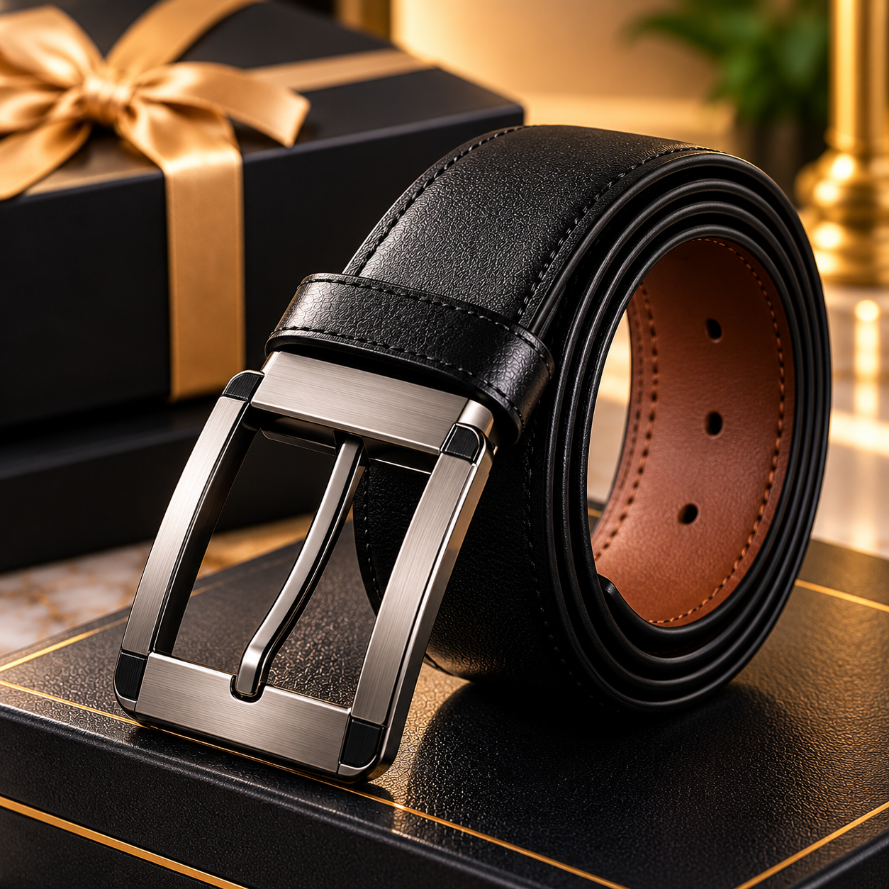 Men’s Classic Black Leather Belt